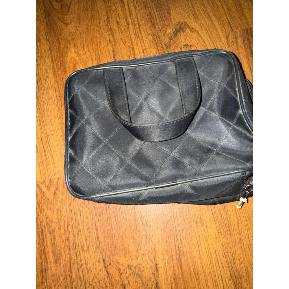 Mary Kay Black Quilted Travel Cosmetic Bag Makeup Organizer Pink Interior